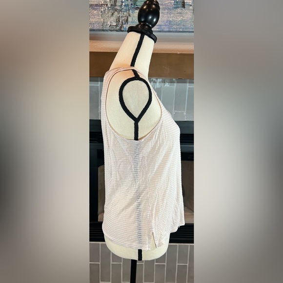 Santuary Button Tank Top Sheer Stripes  Rose & Tan Size M - Picture 4 of 6